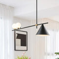DecorBites™ Contemporary Metal Cone Island Light with 3 Heads and Gold/Black Finish for Dining Room Ceiling
