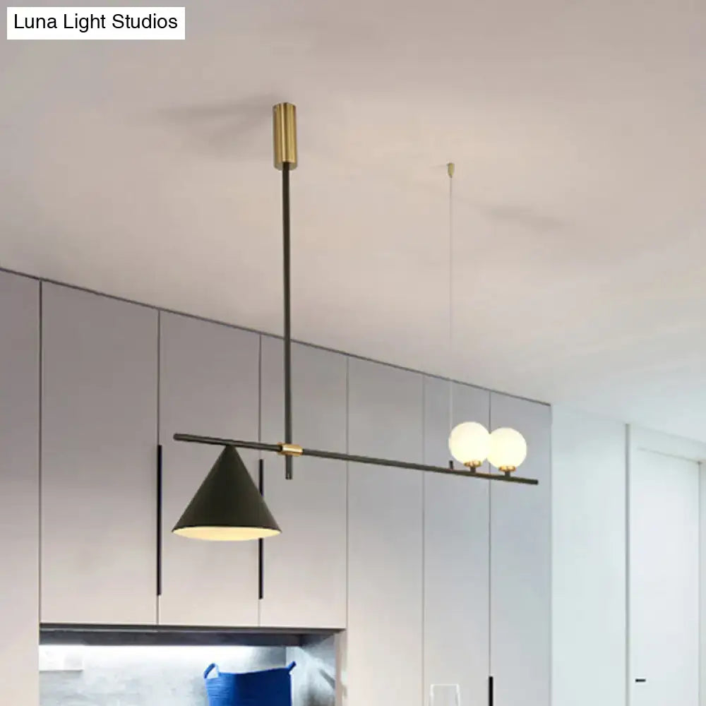 DecorBites™ Contemporary Metal Cone Island Light with 3 Heads and Gold/Black Finish for Dining Room Ceiling