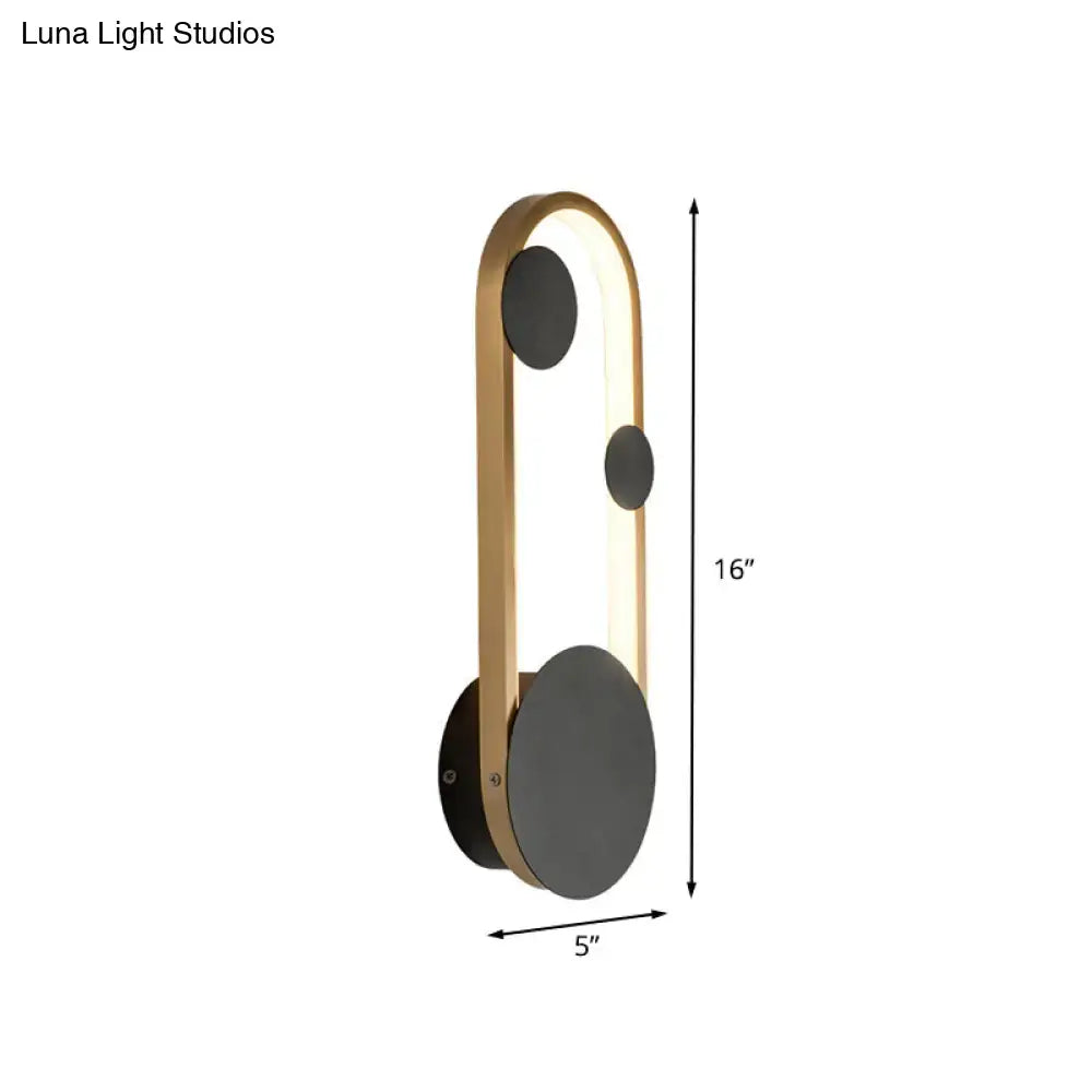Modern black & gold metallic arc wall lamp bedroom led light fixture