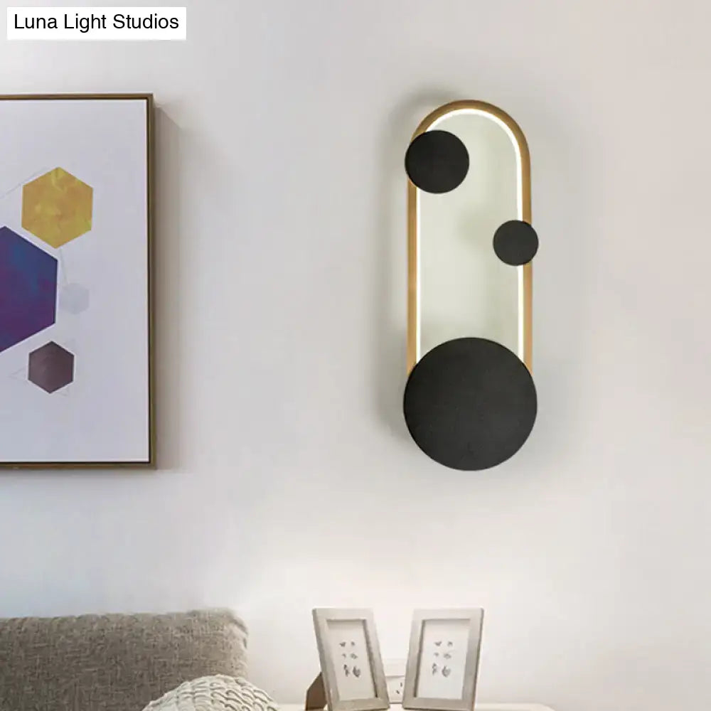 Modern black & gold metallic arc wall lamp bedroom led light fixture