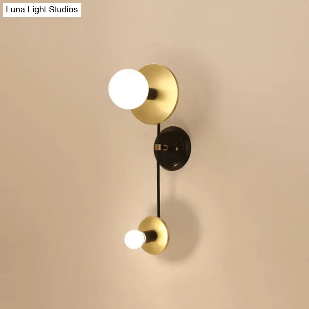 Modern black & gold milky glass wall sconce bedroom reading lamp