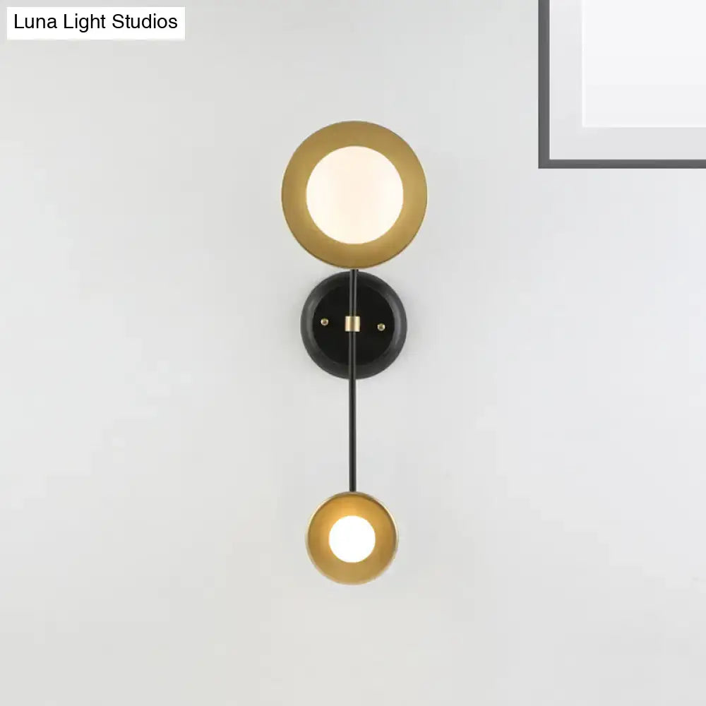 Modern black & gold milky glass wall sconce bedroom reading lamp