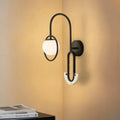 Modern black & gold opal glass ball wall sconce bedroom light