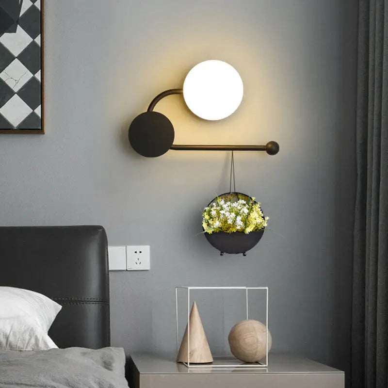 Modern black & gold planter sconce – living room 110v-120v light