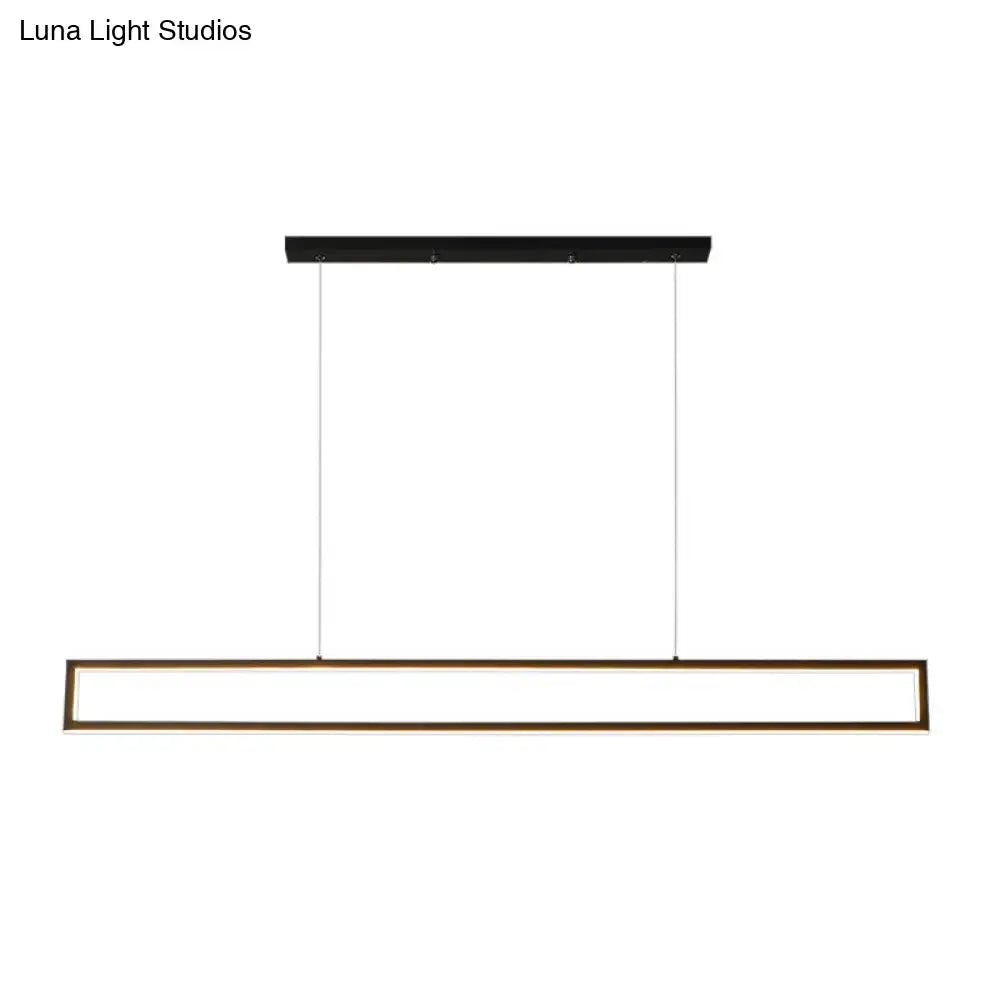 Modern black & gold rectangular led pendant light dining room 110v-120v