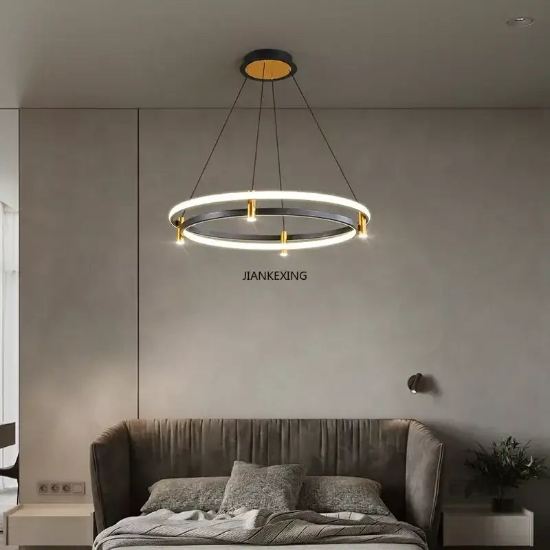 DecorBites™ Black Ring LED Pendant Chandelier for Table Dining Living Kitchen Island Lighting