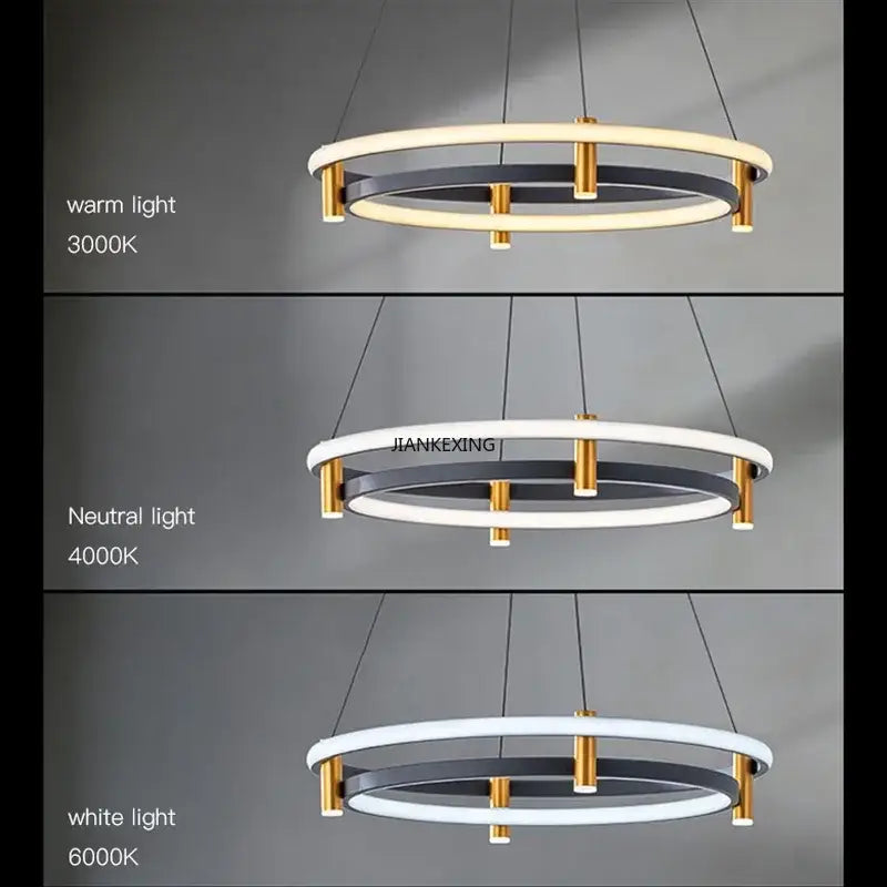 DecorBites™ Black Ring LED Pendant Chandelier for Table Dining Living Kitchen Island Lighting