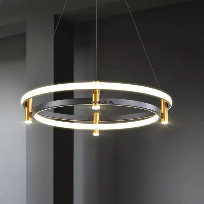 DecorBites™ Black Ring LED Pendant Chandelier for Table Dining Living Kitchen Island Lighting