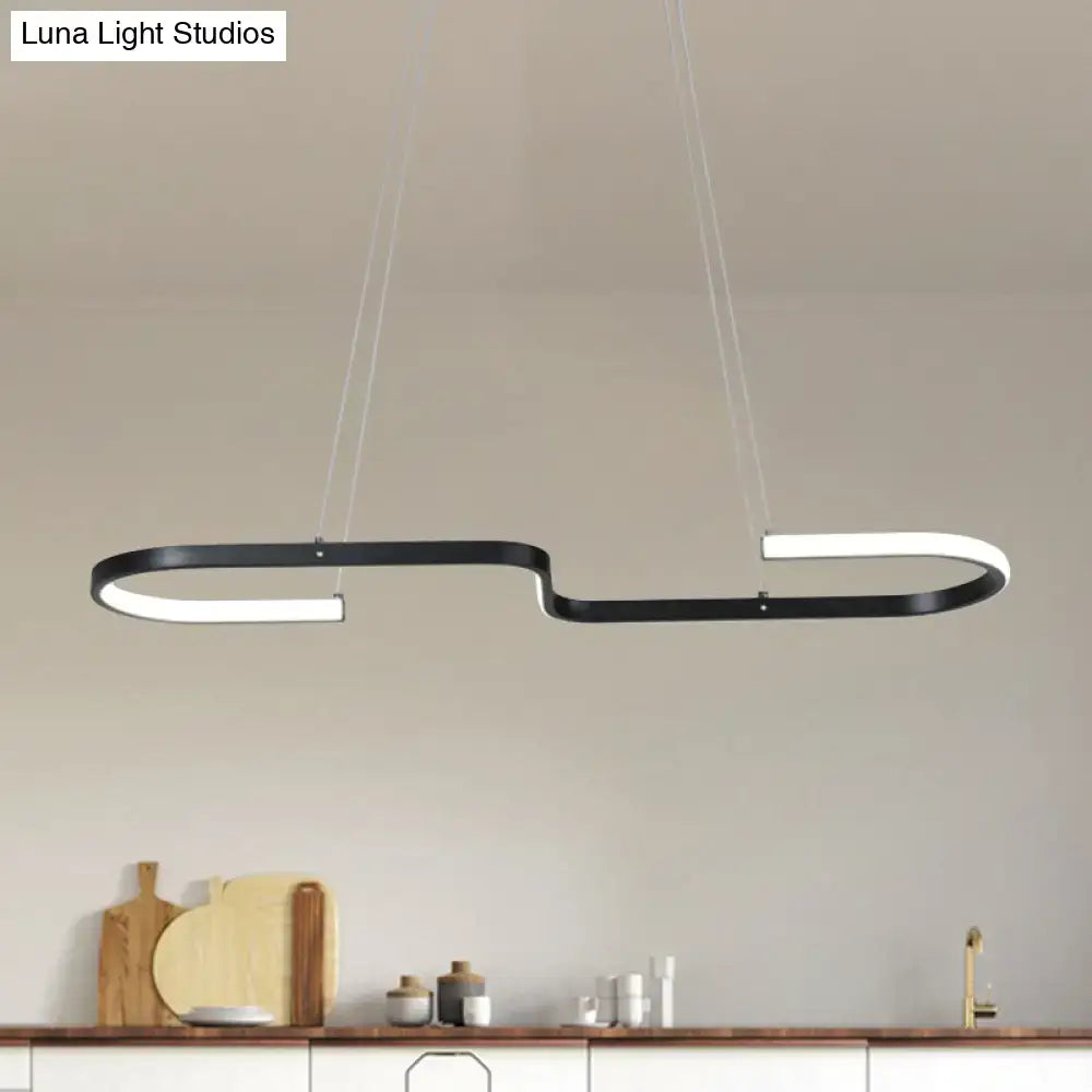 Modern black & gold s-like chandelier lamp dining room pendant light