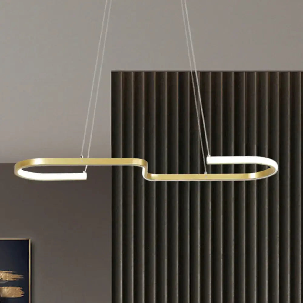 Modern black & gold s-like chandelier lamp dining room pendant light