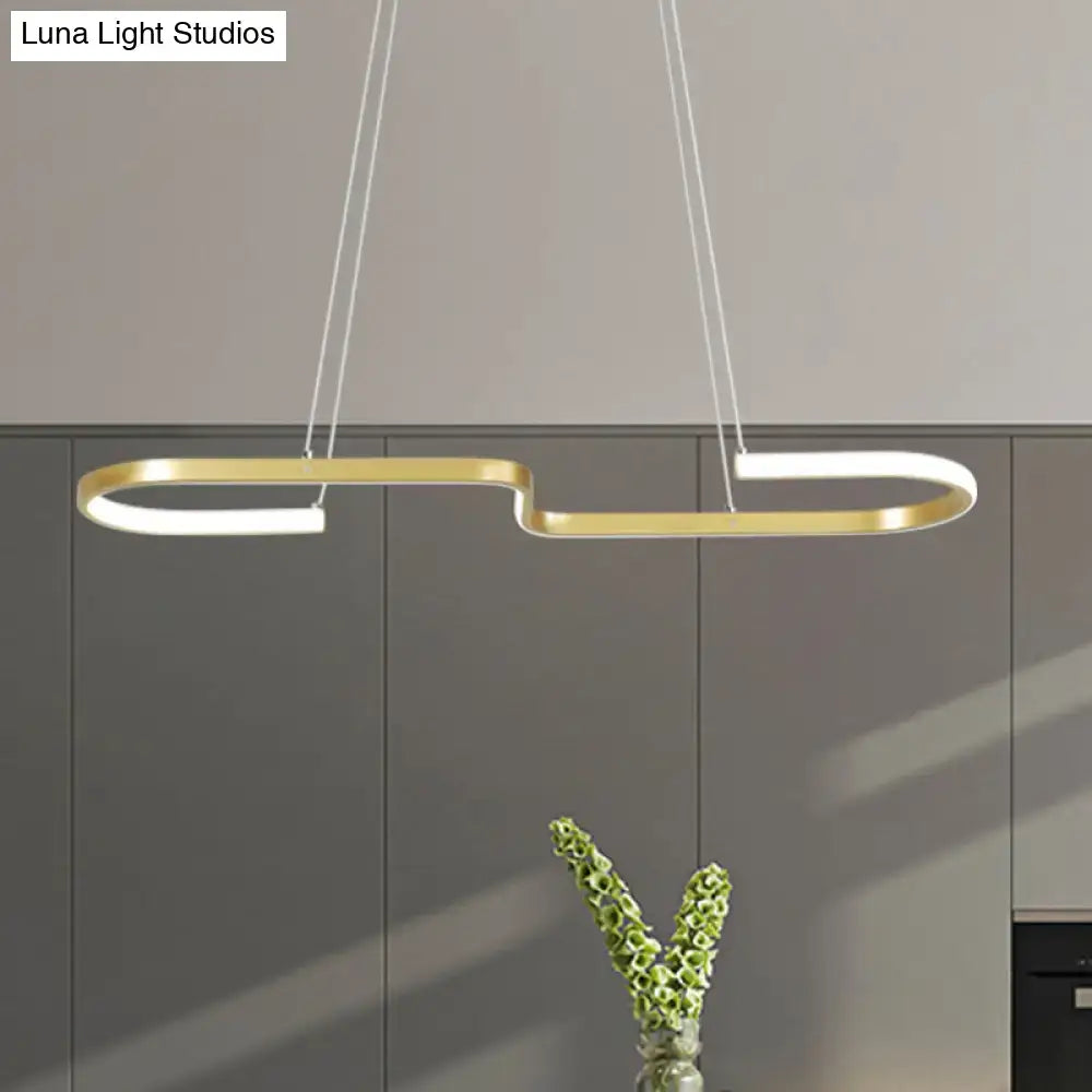 Modern black & gold s-like chandelier lamp dining room pendant light