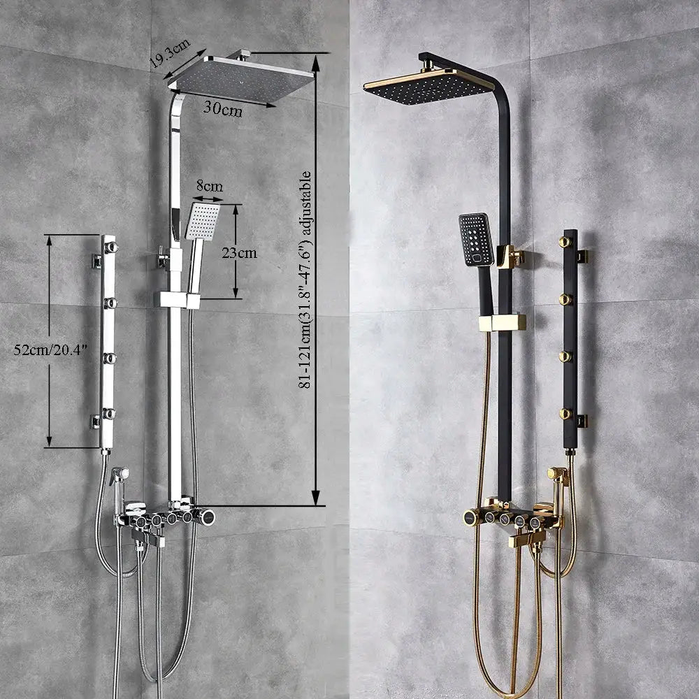DecorBites™ 5-Function Shower Faucet Set with Rain Shower Head, Hand Shower, and Bathtub Spout