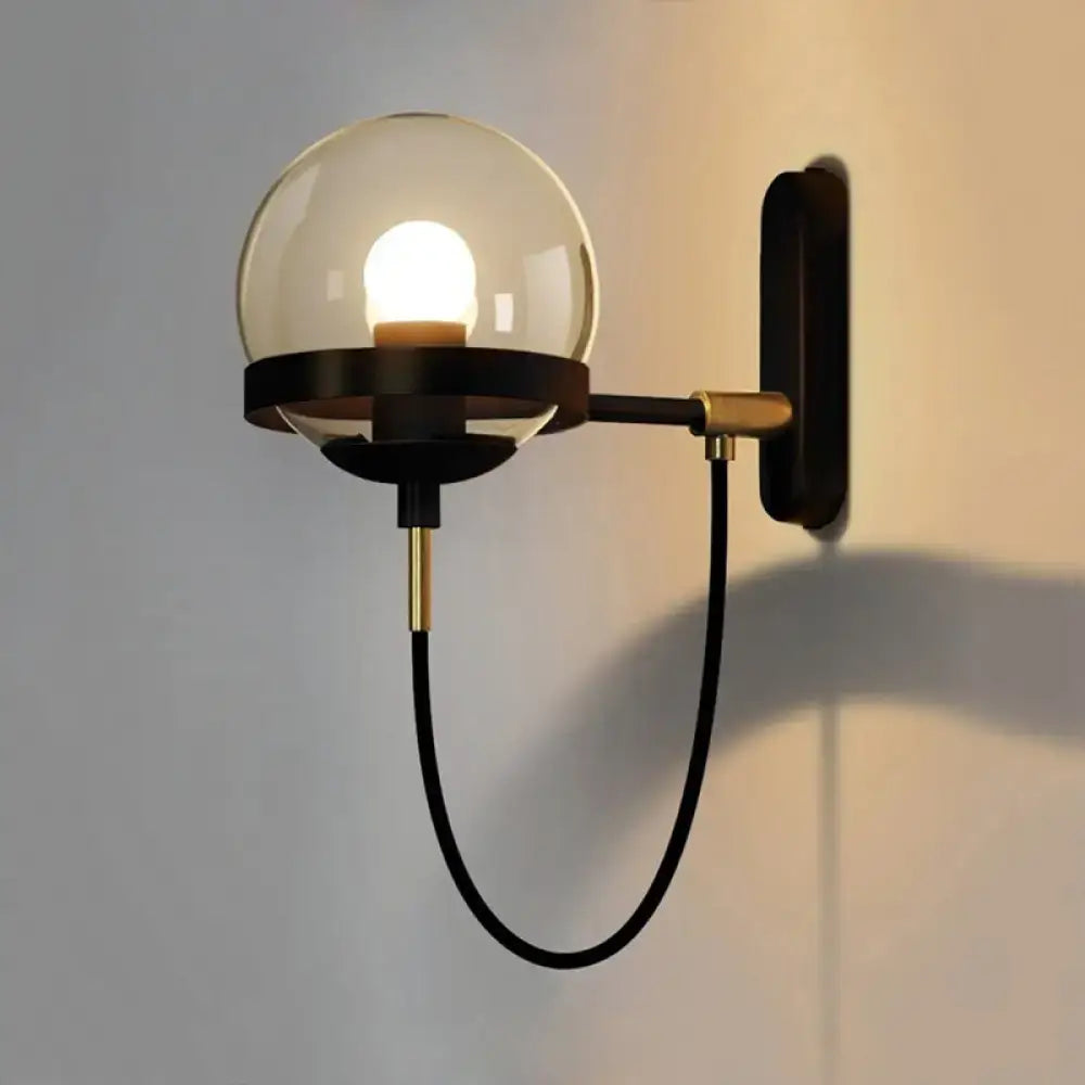 DecorBites™ Modernist Black/Gold Rope Wall Sconce with Smoke Glass - 1 Light