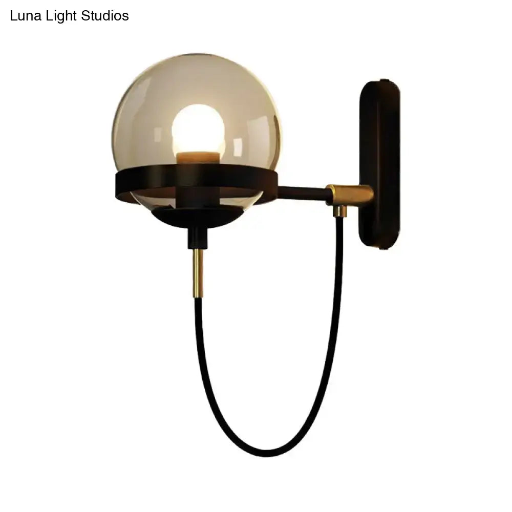 DecorBites™ Modernist Black/Gold Rope Wall Sconce with Smoke Glass - 1 Light