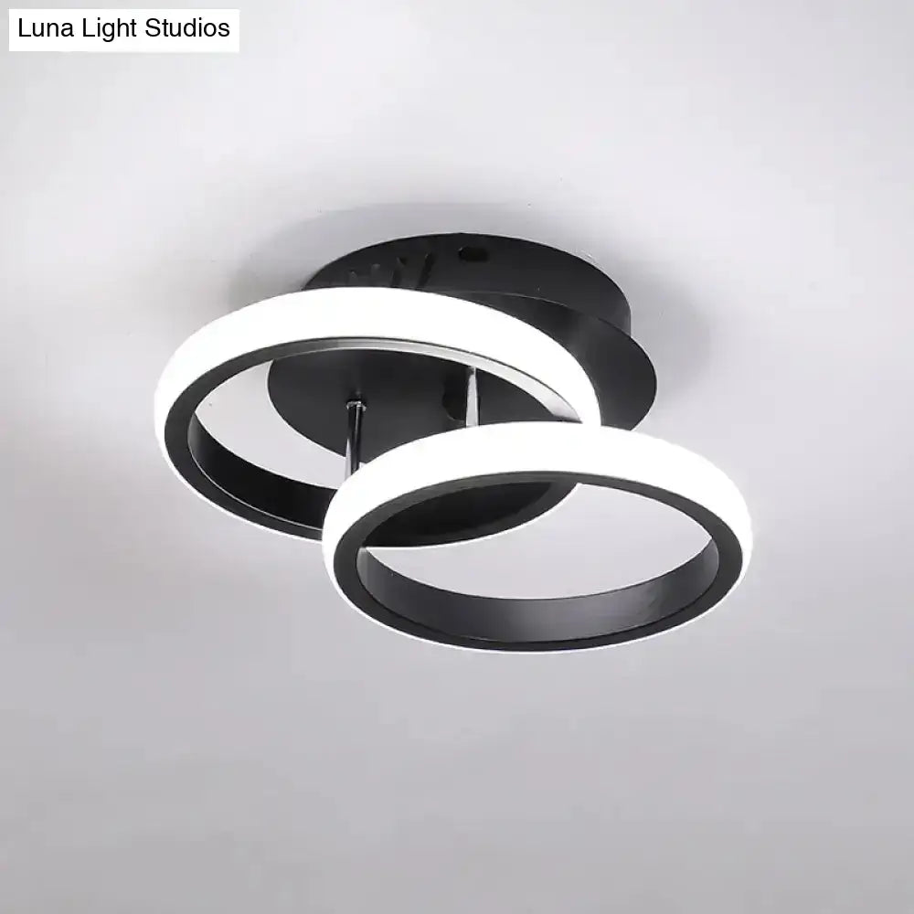 Modern black & gold spiral ceiling lamp for corridor round square moon