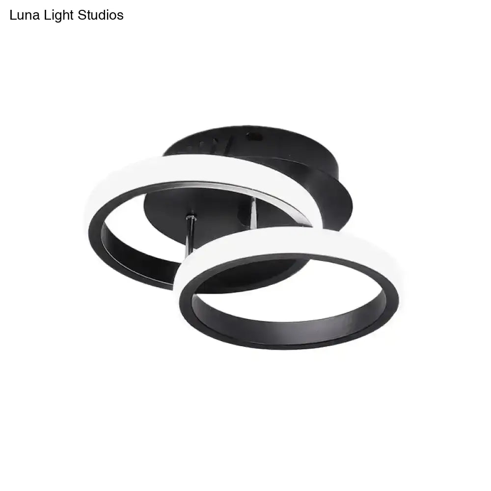 Modern black & gold spiral ceiling lamp for corridor round square moon