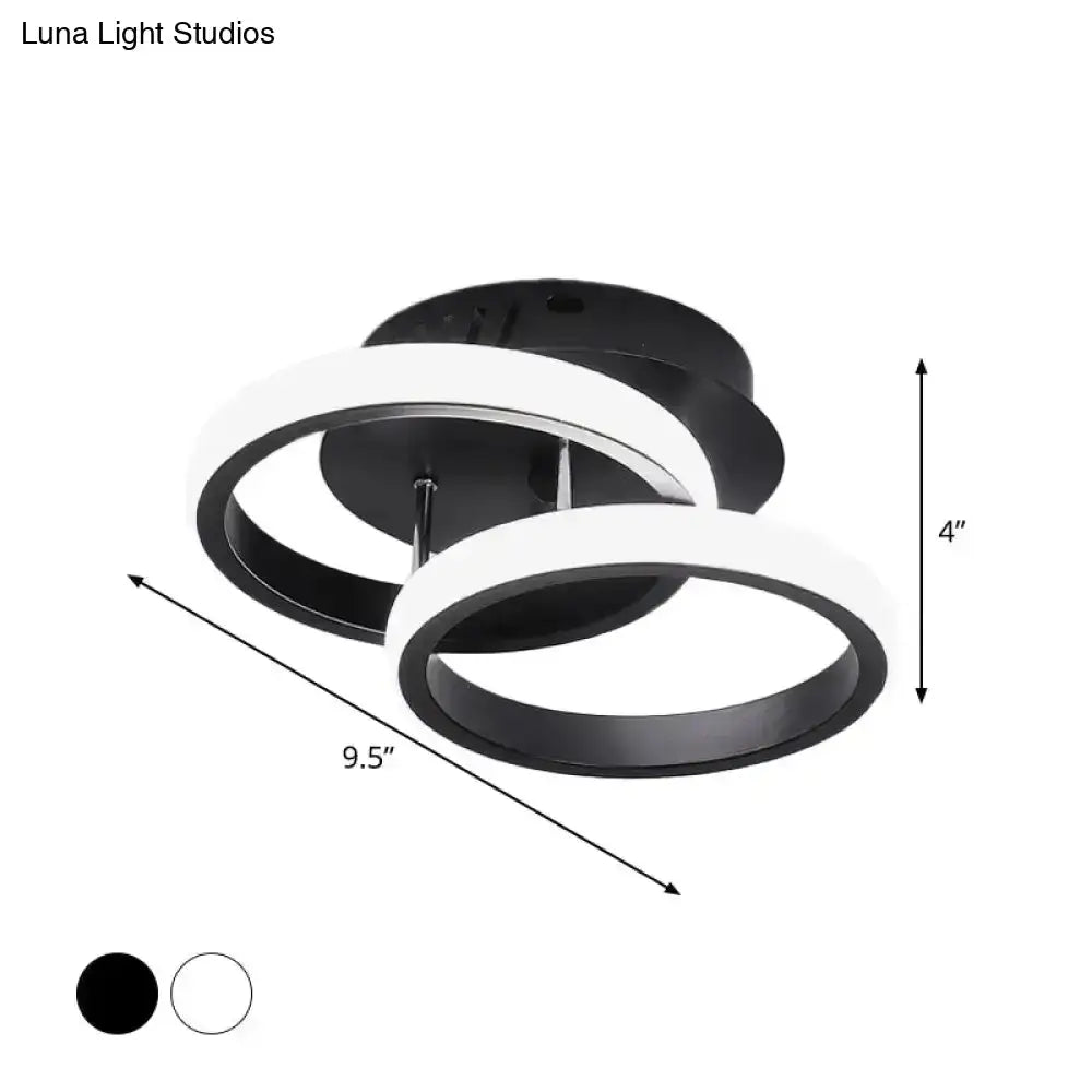 Modern black & gold spiral ceiling lamp for corridor round square moon