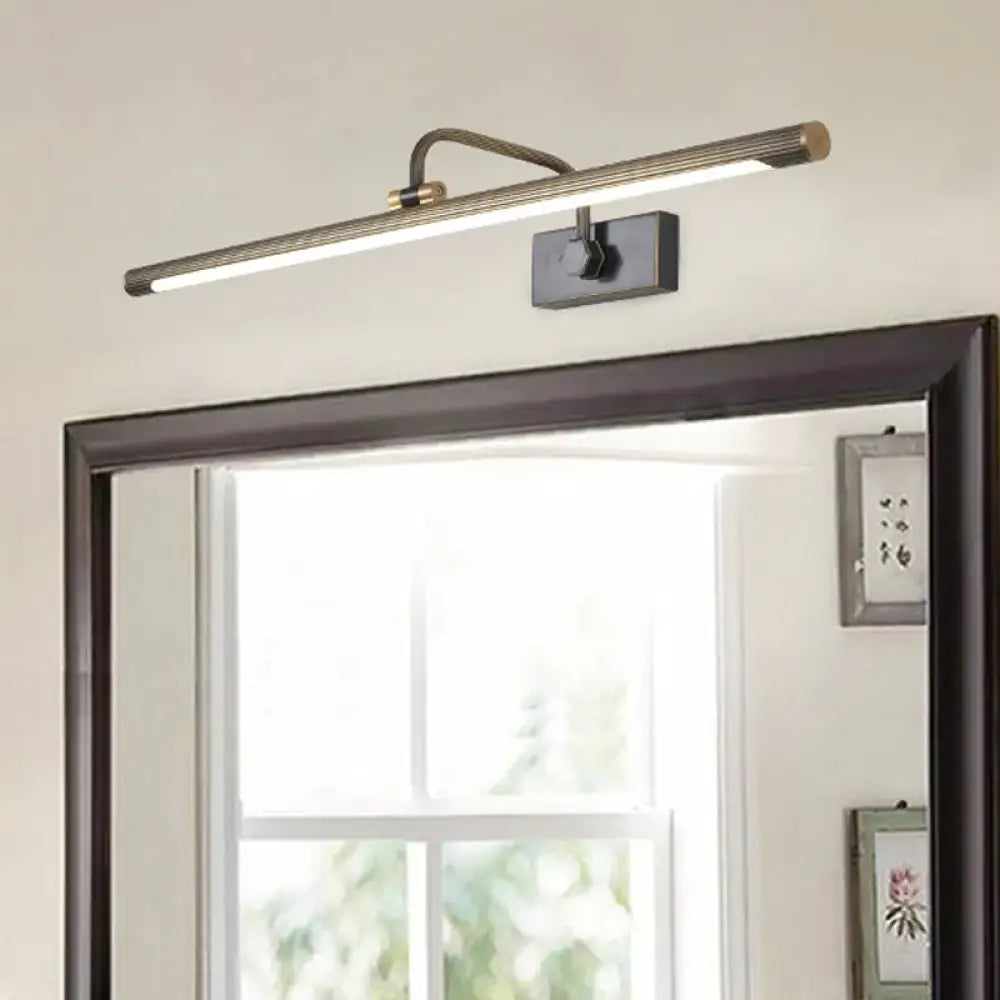 DecorBites™ Sleek Tube LED Vanity Wall Light: Metallic Black & Gold Wall Mounted Lamp with Swing Arm