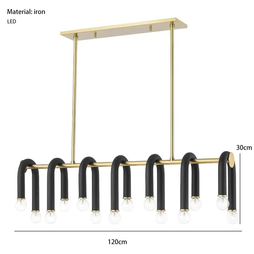 Modern black & gold u shape tube ring chandelier dining room light