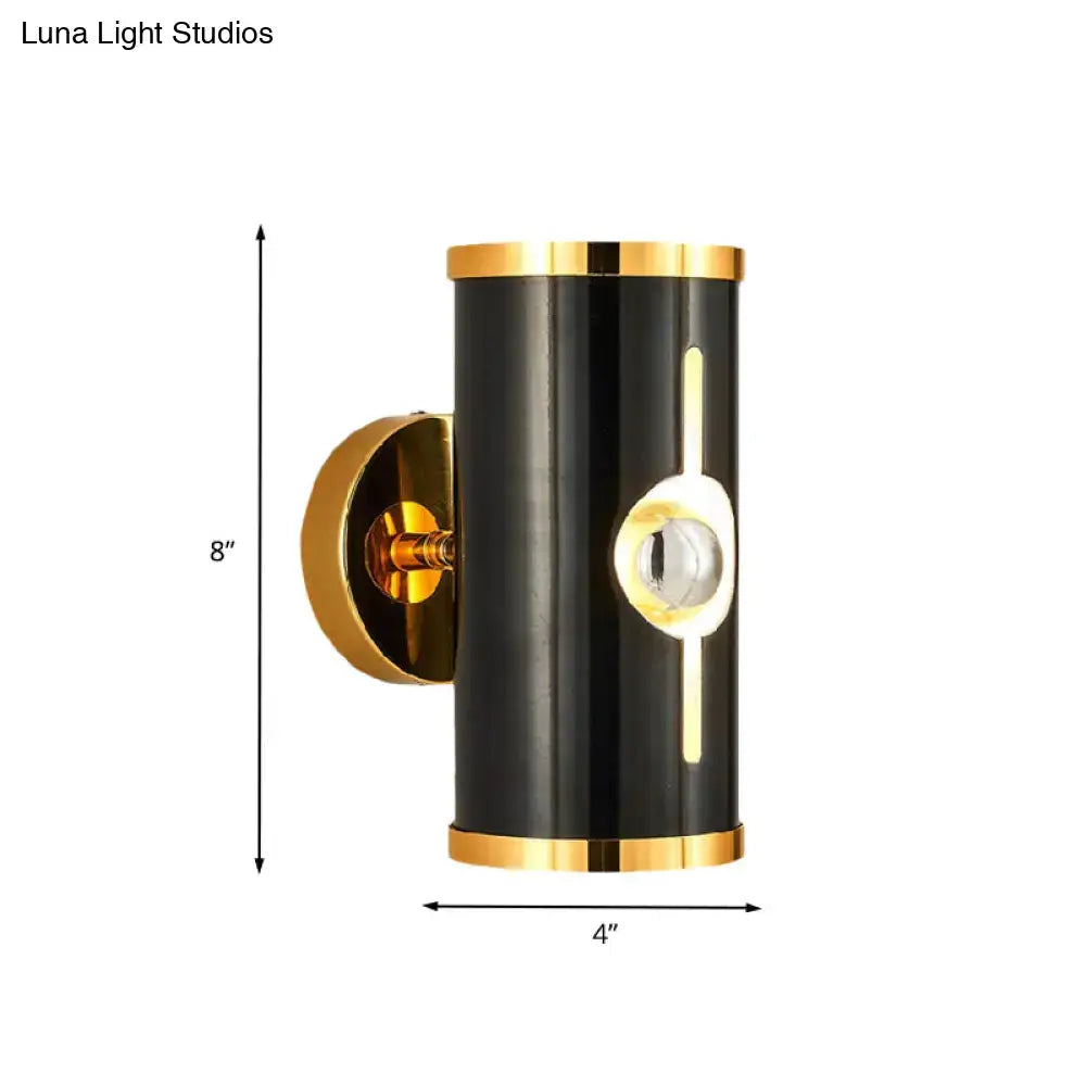 DecorBites™ Modern Black Metal Cylinder Wall Sconce - 1 Head, Up and Down Lighting