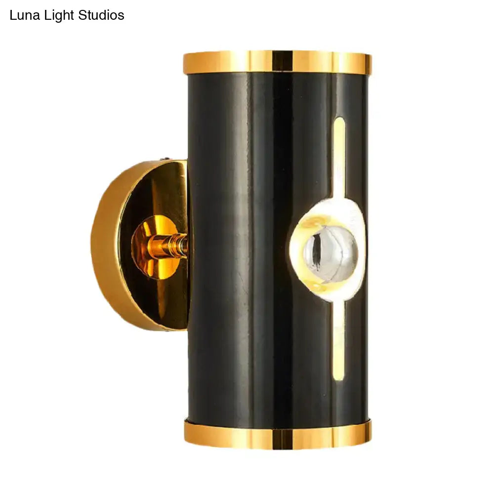 DecorBites™ Modern Black Metal Cylinder Wall Sconce - 1 Head, Up and Down Lighting