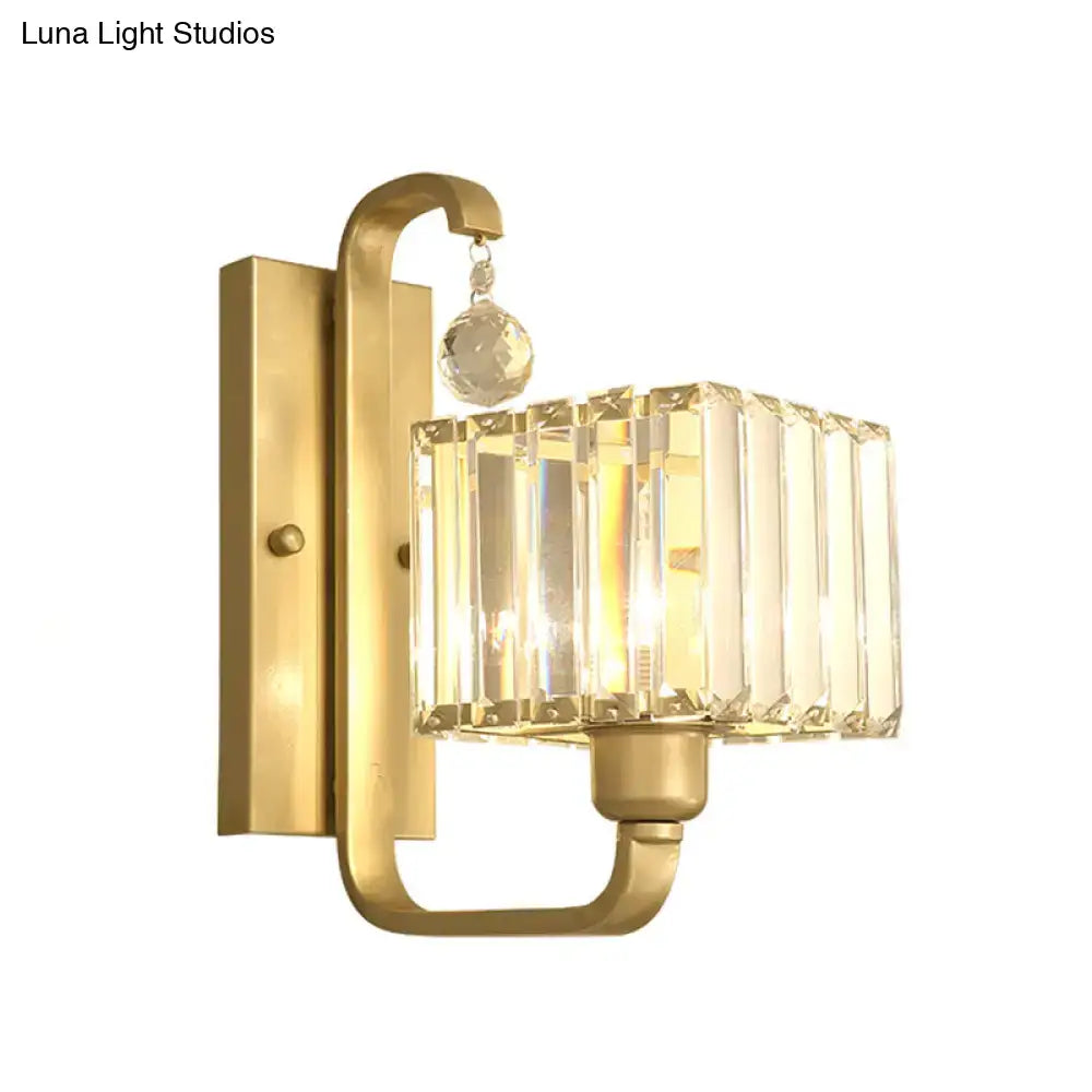 DecorBites™ Modern Black/Gold Wall Sconce with Crystal Shade - Indoor Cubic Light Fixture