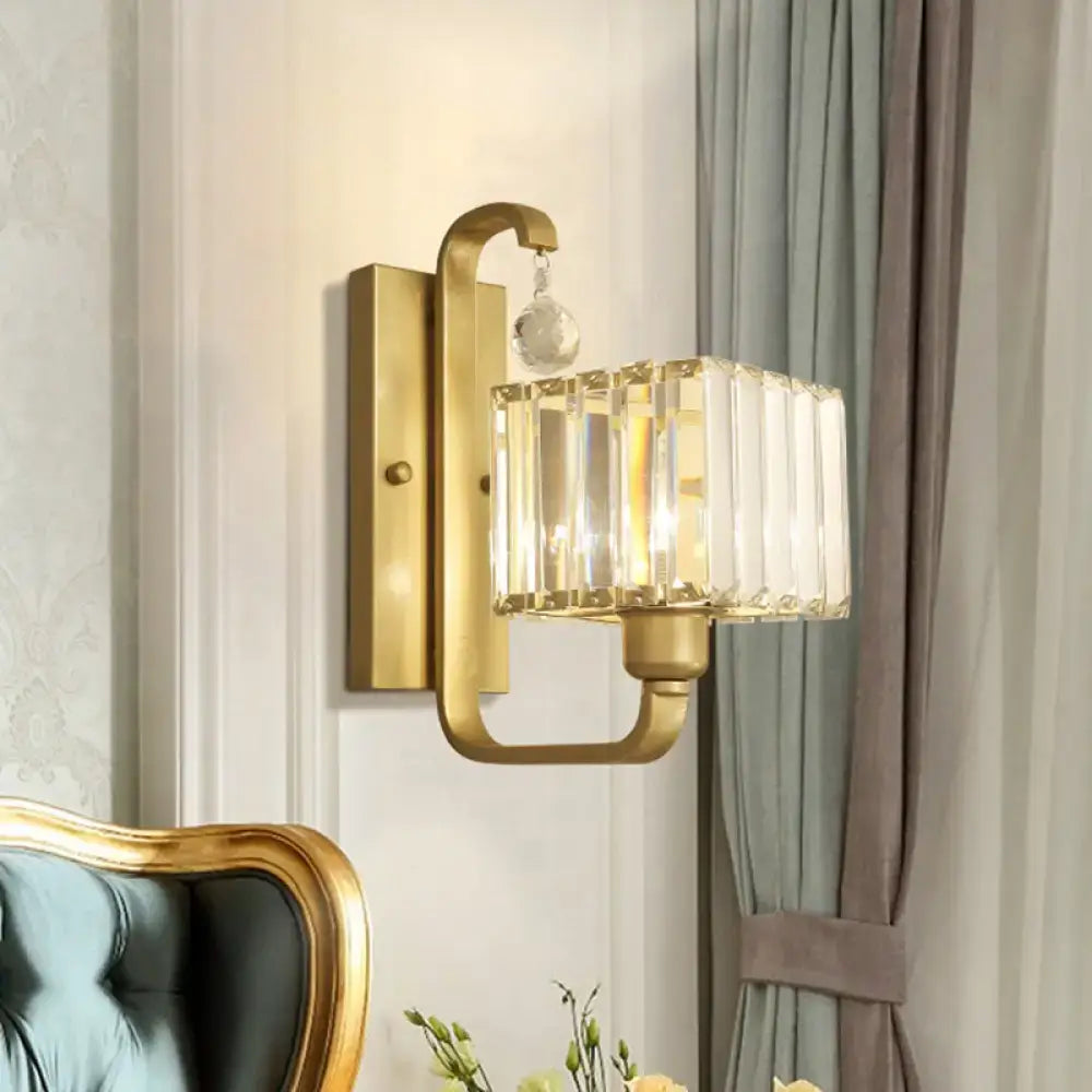 DecorBites™ Modern Black/Gold Wall Sconce with Crystal Shade - Indoor Cubic Light Fixture