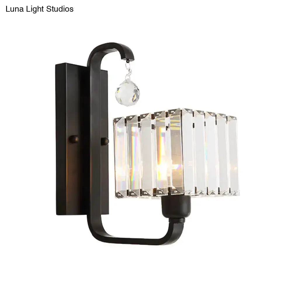 DecorBites™ Modern Black/Gold Wall Sconce with Crystal Shade - Indoor Cubic Light Fixture
