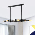 DecorBites™ Modern Black Hanging Chandelier: Restaurant Exposed Bulb Island Light, 6/8 Lights, Metallic Finish