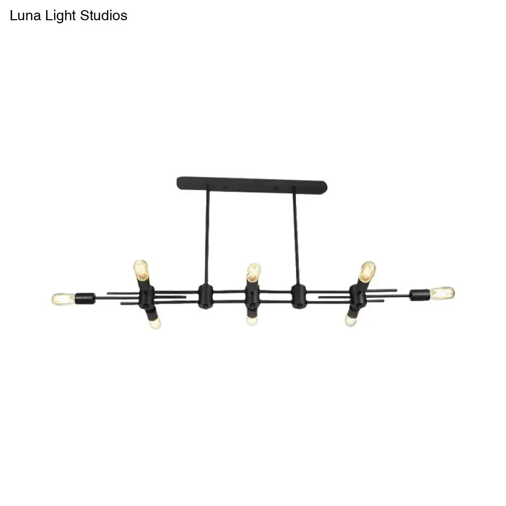DecorBites™ Modern Black Hanging Chandelier: Restaurant Exposed Bulb Island Light, 6/8 Lights, Metallic Finish