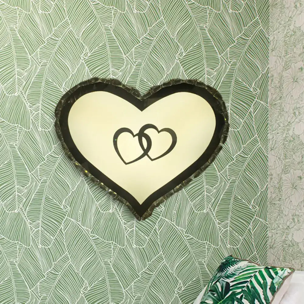 Modern black heart crystal shade wall sconce bedroom light