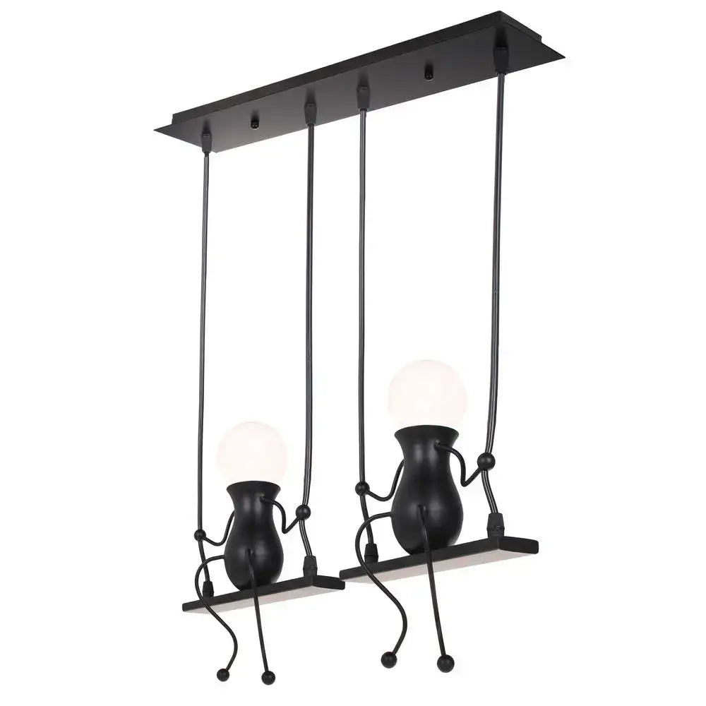 Modern black humanoid creative pendant light for bedroom