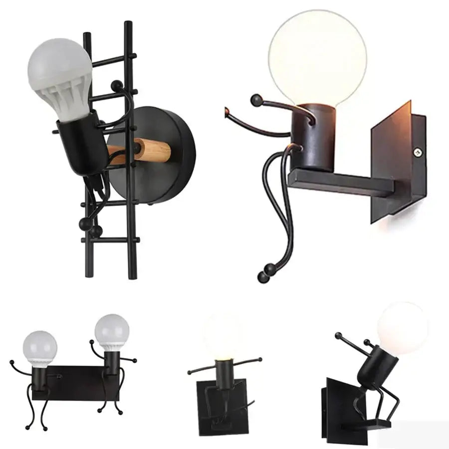 DecorBites™ Cartoon Doll Wall Sconce: Modern Iron Art Light for Kids Room