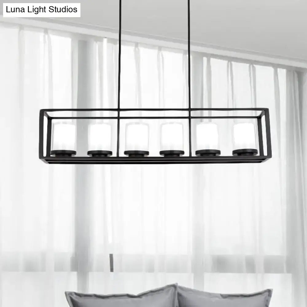 DecorBites™ Modern 3/5/6-Light Island Pendant with White Glass, Black Metal Frame - Perfect for Kitchen Lighting