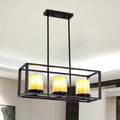 DecorBites™ Modern 3/5/6-Light Island Pendant with White Glass, Black Metal Frame - Perfect for Kitchen Lighting