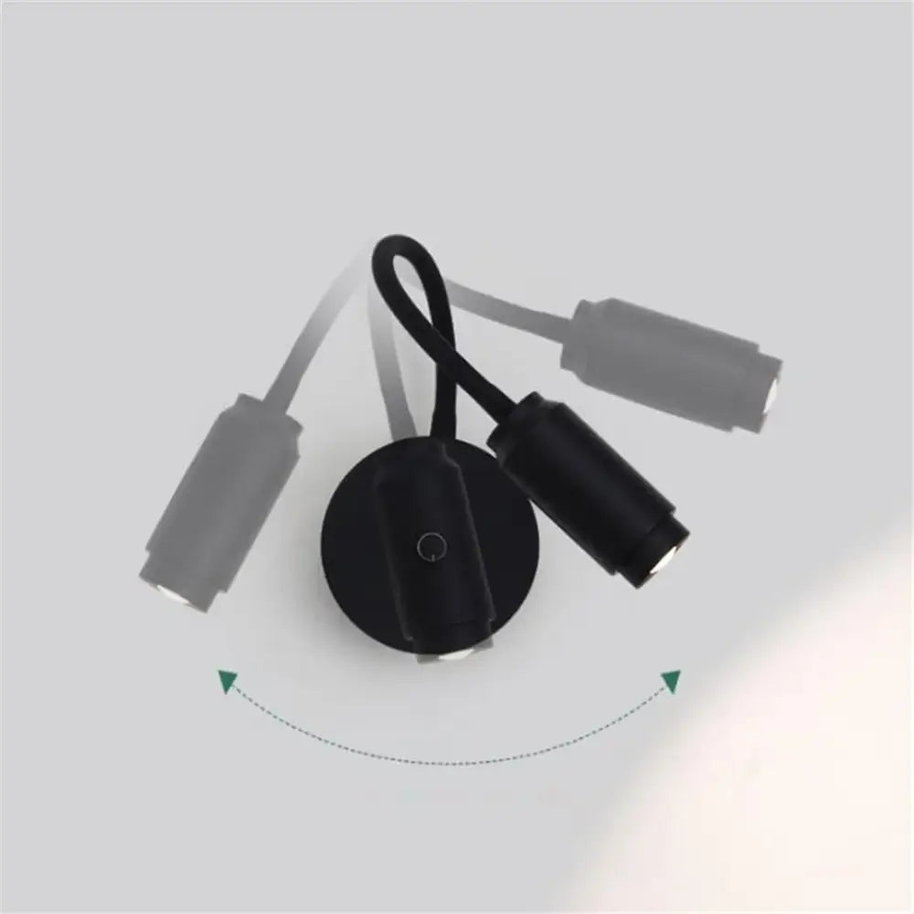 Modern black knob switch led gooseneck reading lamp bedroom wall light