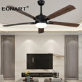 Modern black led modern indoor ceiling fan with wood blades bedroom