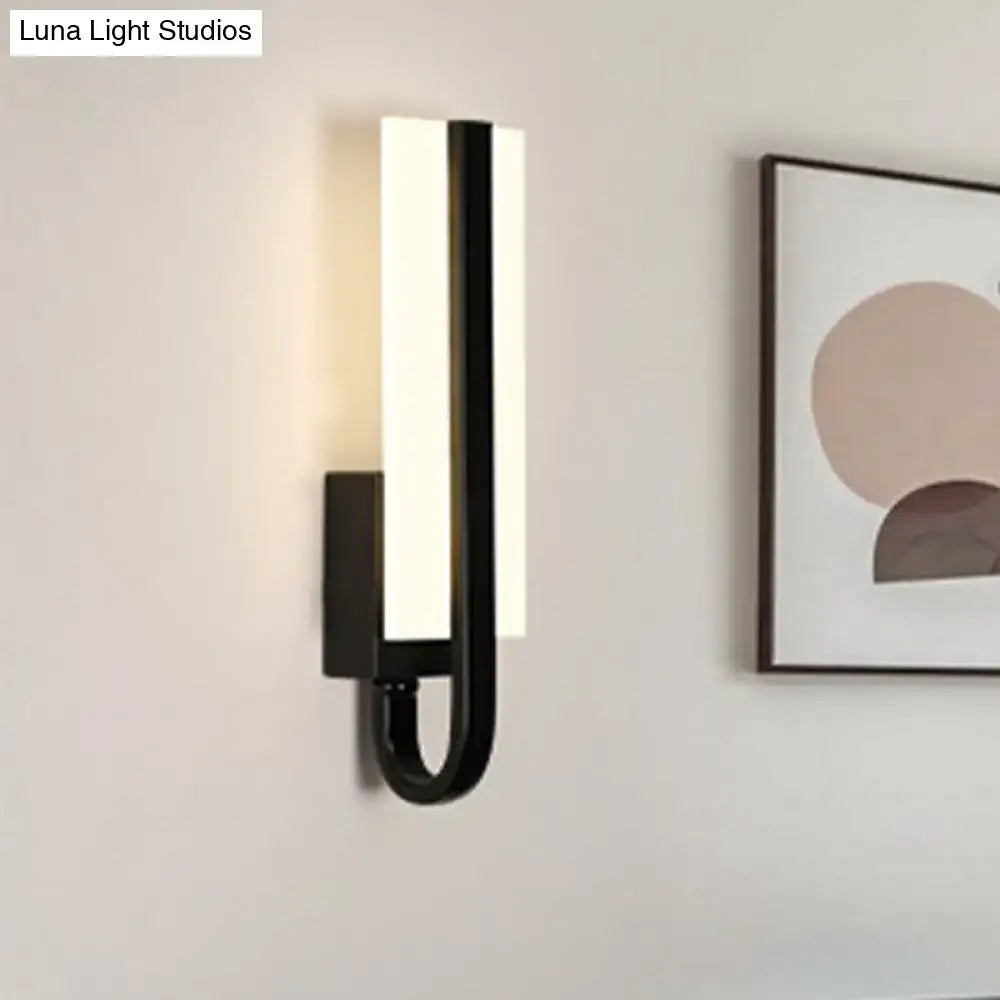 Modern black led sconce light fixture for living room white warm light