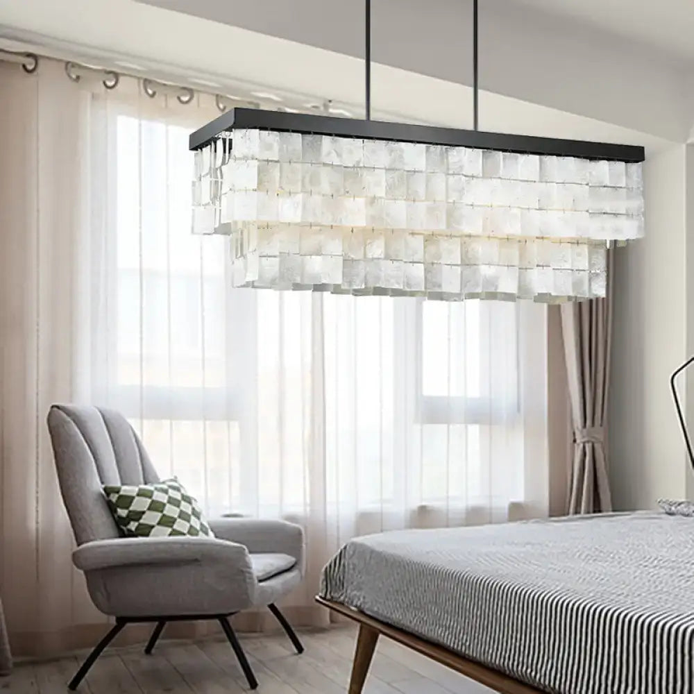 Modern black led shell island light fixture for living room