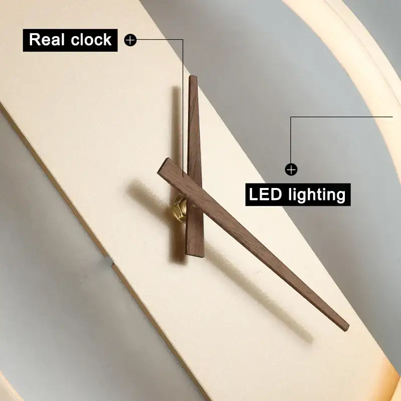 Modern black led wall clock lamp living room minimalist light fixture