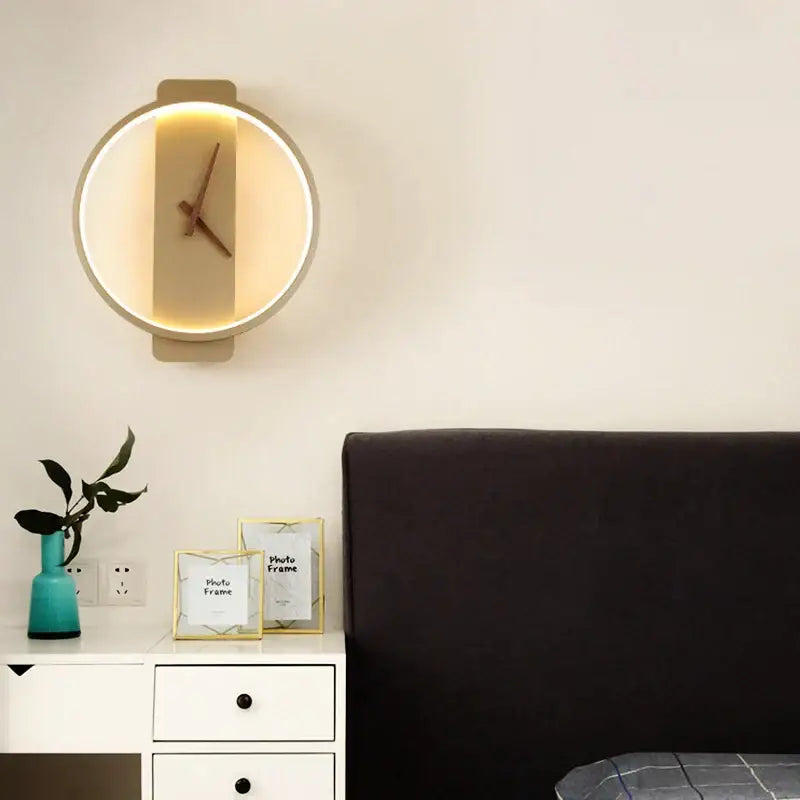 Modern black led wall clock lamp living room minimalist light fixture