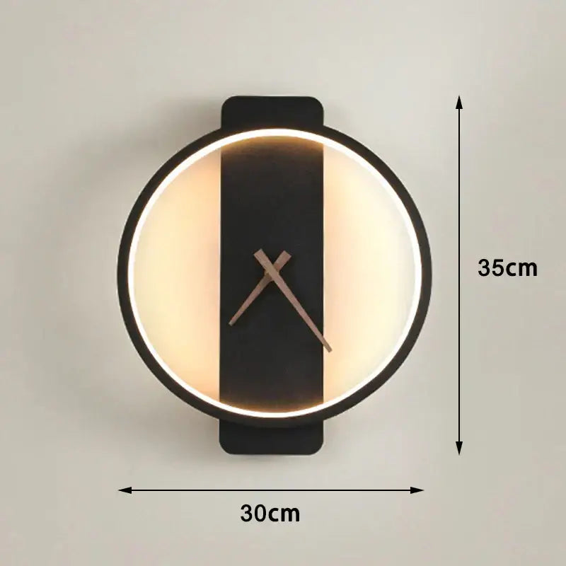 Modern black led wall clock lamp living room minimalist light fixture
