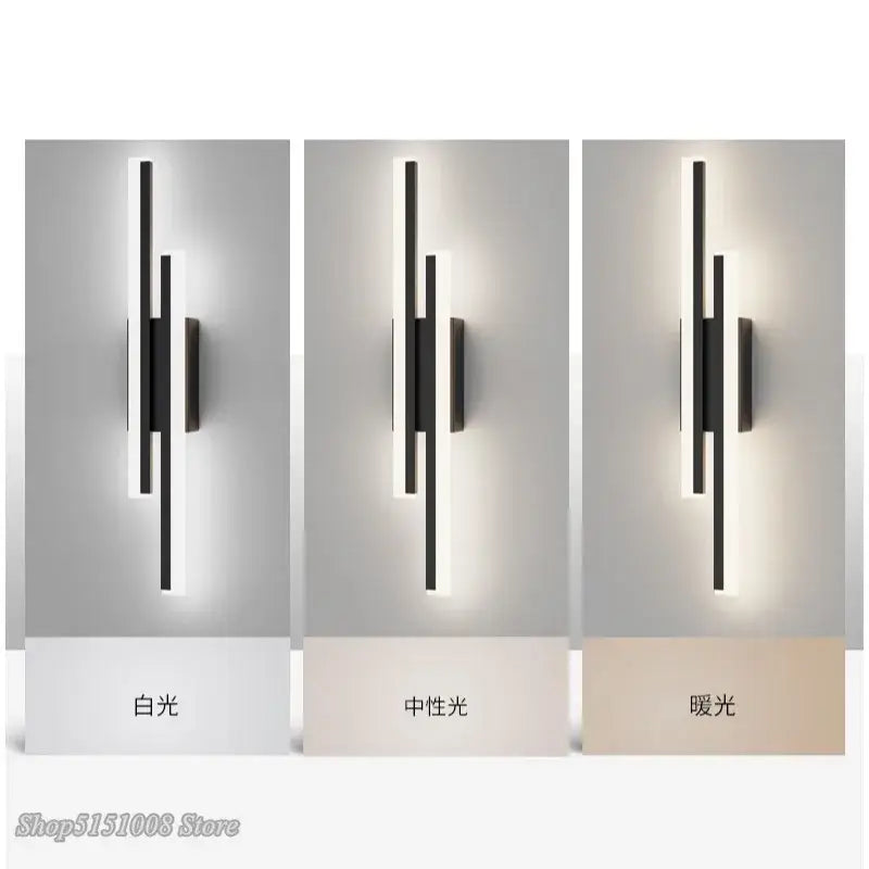 Modern black led wall lamp – living room dual light bar sconce