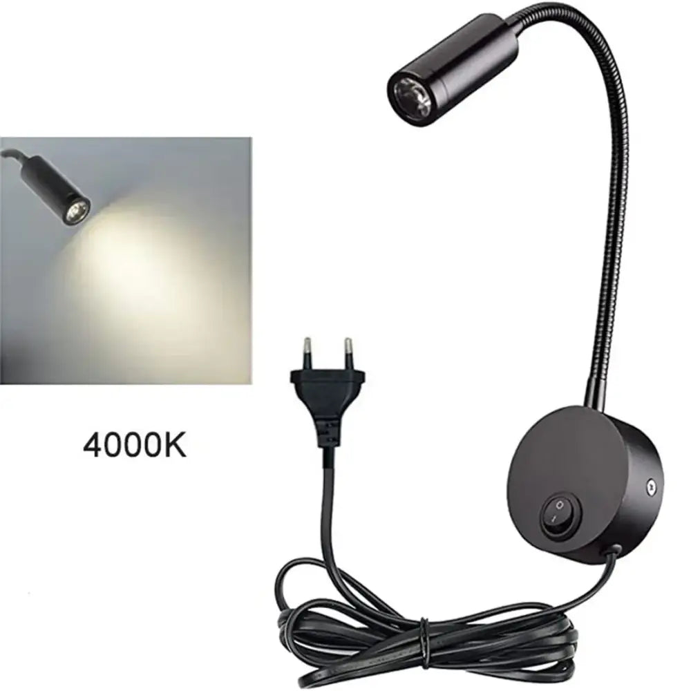 Modern black led wall lamp set 2pcs flexible bedroom reading light