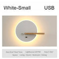 Modern black led wall lamp with wood shelves for bedroom
