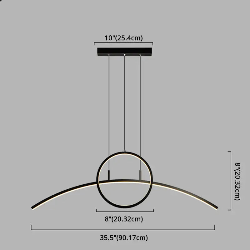 DecorBites™ Modern LED Pendant Light Fixture: Circle and Linear Design with Metal Hanging