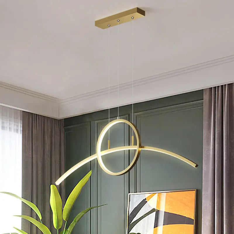 DecorBites™ Modern LED Pendant Light Fixture: Circle and Linear Design with Metal Hanging