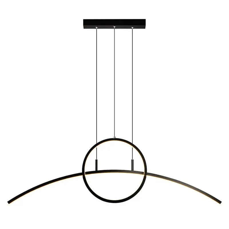 DecorBites™ Modern LED Pendant Light Fixture: Circle and Linear Design with Metal Hanging
