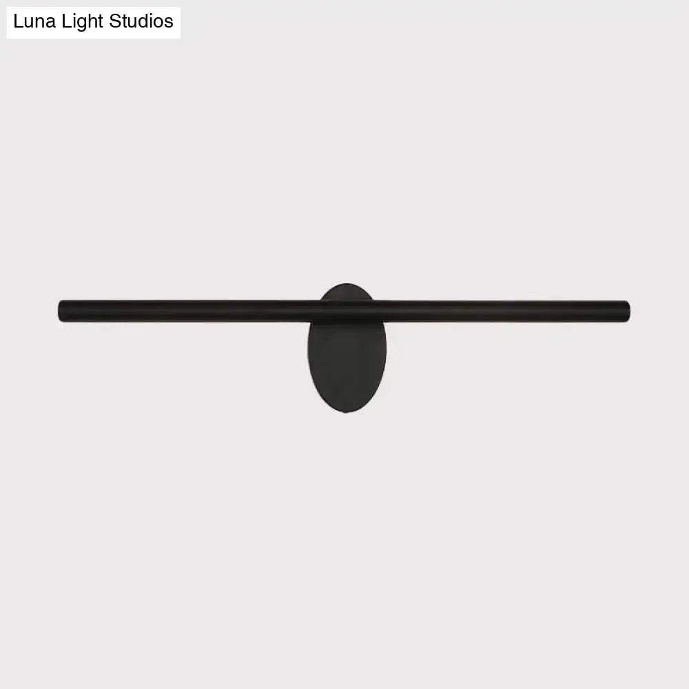 Modern black linear led wall light bathroom sconce with oval plate