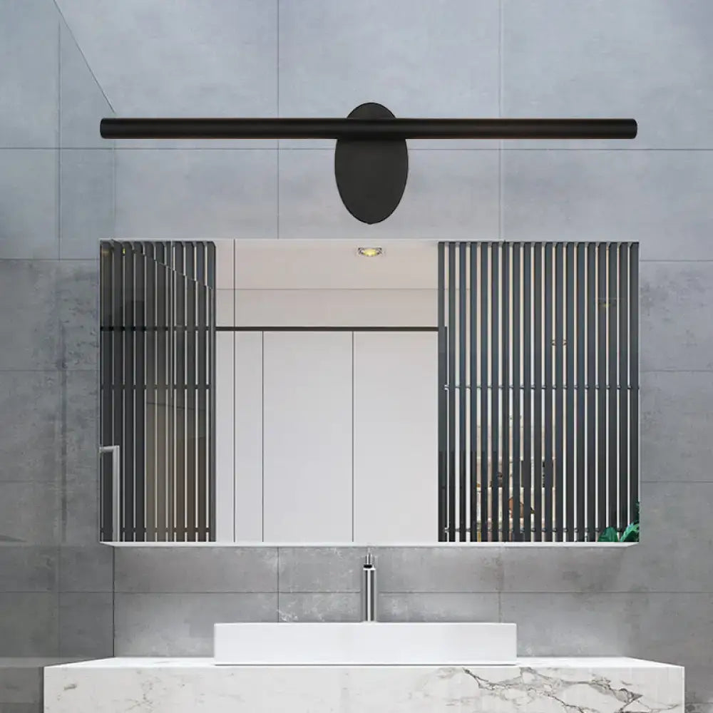 Modern black linear led wall light bathroom sconce with oval plate